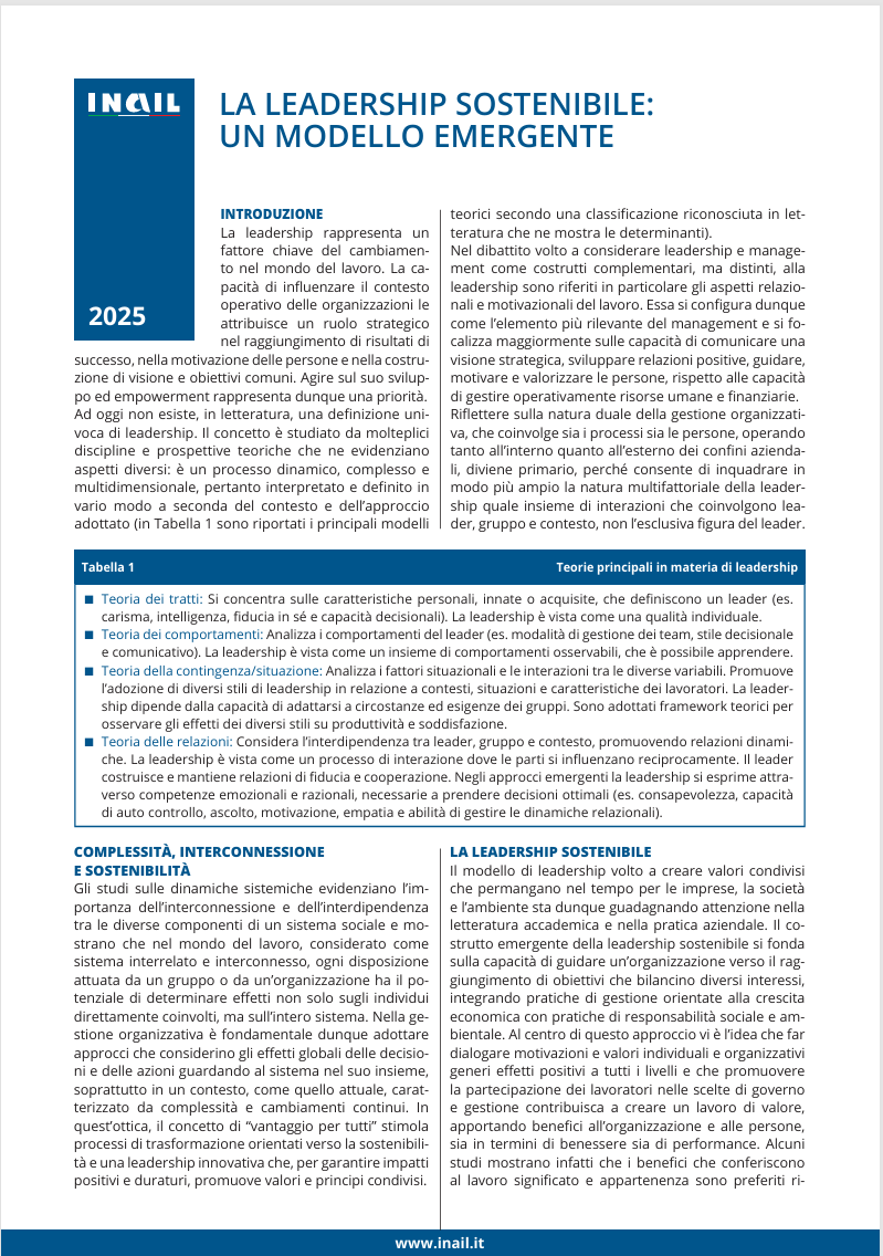 La leadership sostenibile un modello emergente