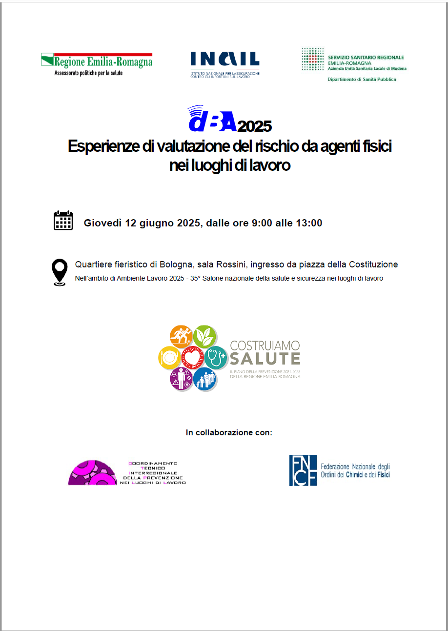 dBA 2025 - Esperienze di valutazione del rischio da agenti fisici nei luoghi di lavoro