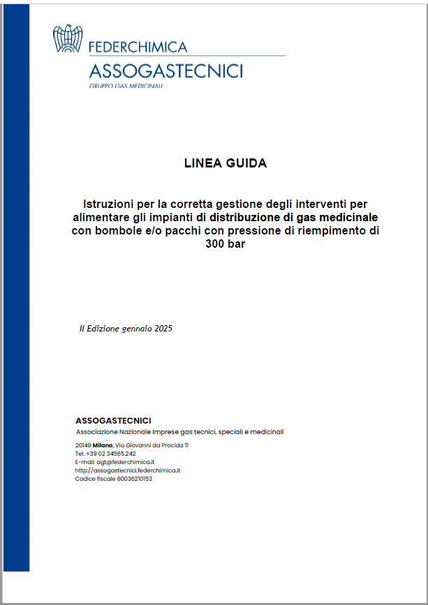 Linee guida istruzioni interventi impianti di distribuzione di gas medicinale