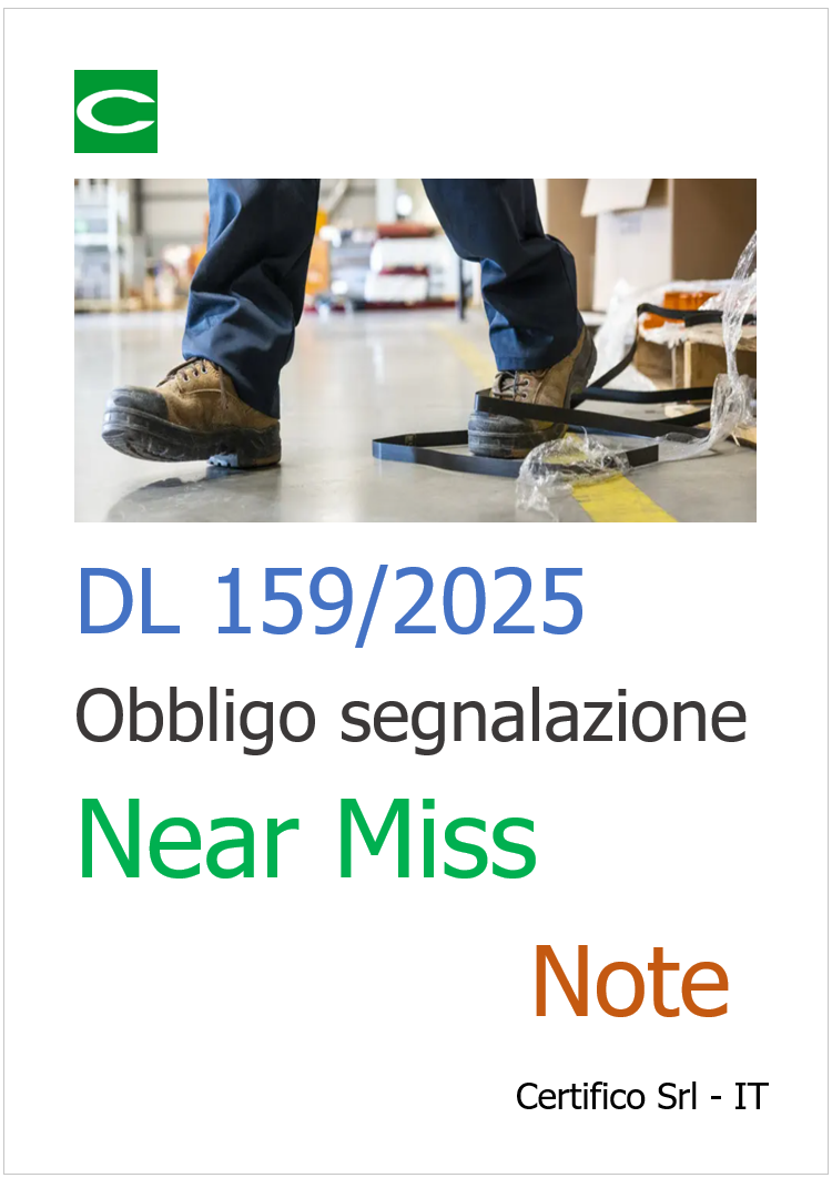 DL 159 2025 Obbligo segnalazione Near Miss - Note  