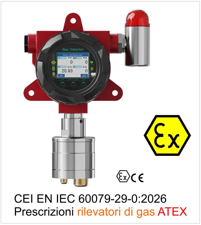 CEI EN IEC 60079-29-0:2026 / Prescrizioni rilevatori di gas ATEX