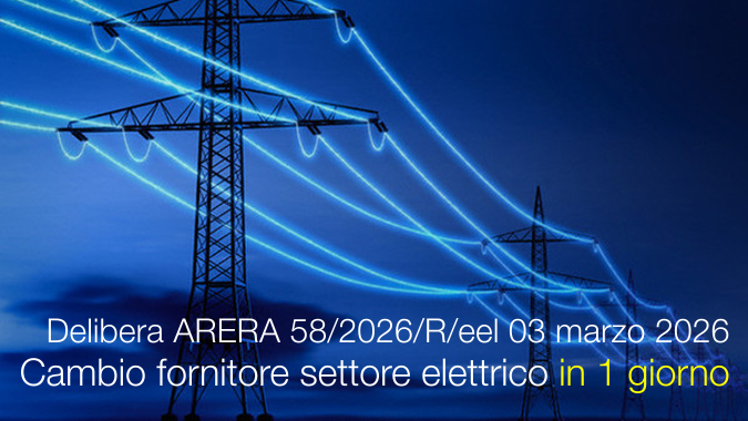 Delibera ARERA 58/2026/R/eel del 03 marzo 2026 / Cambio fornitore settore elettrico 1 giorno