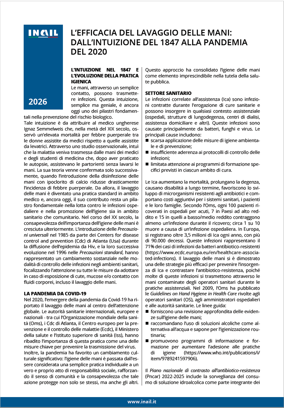 L'efficacia del lavaggio delle mani dall'intuizione del 1847 alla pandemia del 2020