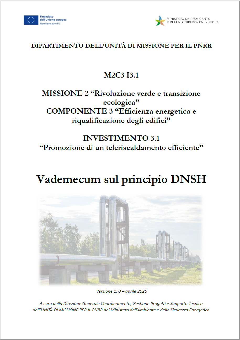 Vademecum principio DNSH: Promozione di un teleriscaldamento efficiente