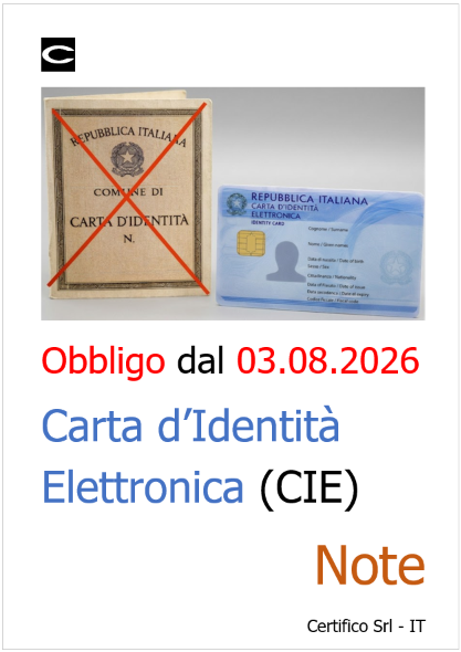 Obbligo Carta d’Identità Elettronica (CIE) dal 3 agosto 2026