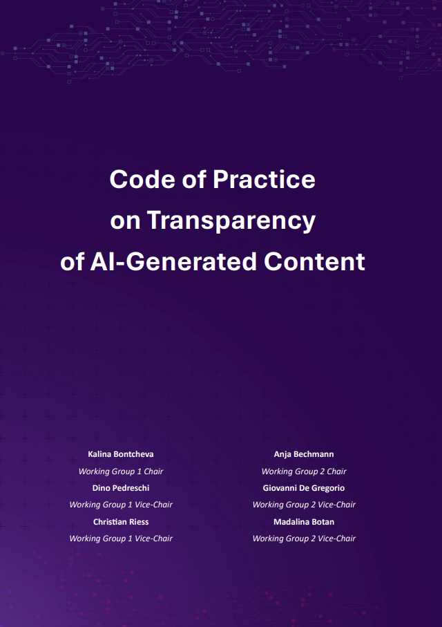 Code of Practice on Transparency of AI-Generated Content