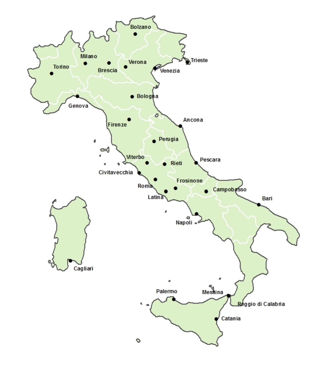 Figura 1: Città dotate di Sistema di allarme HHWWS e di Rilevazione Rapida della Mortalità (incluse nel Piano nazionale per la prevenzione e allerta degli effetti sulla salute delle ondate di calore) (2024). Fonte: Ministero della salute - CCM
