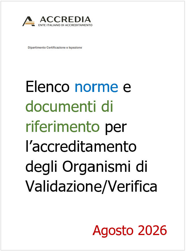 Elenco norme e documenti di riferimento per l’accreditamento OVV / Accredia