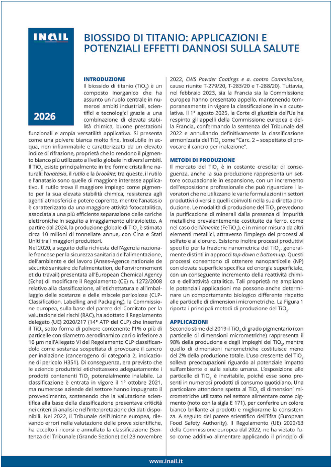 Biossido di titanio Fact sheet Edizioni Inail - 2026