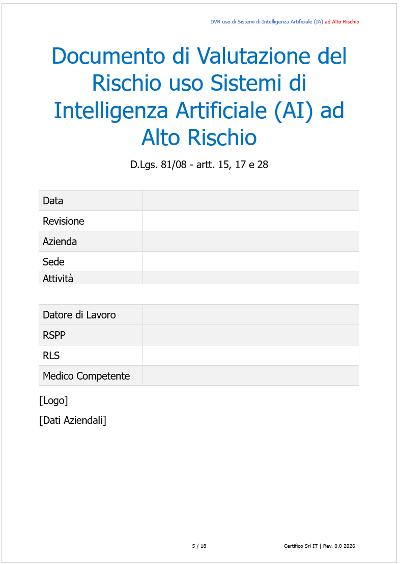 DVR uso di Sistemi di Intelligenza Artificiale (IA) ad Alto Rischio