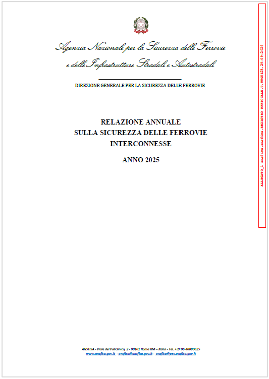 Relazione annuale sicurezza ferrovie interconnesse - Anno 2025