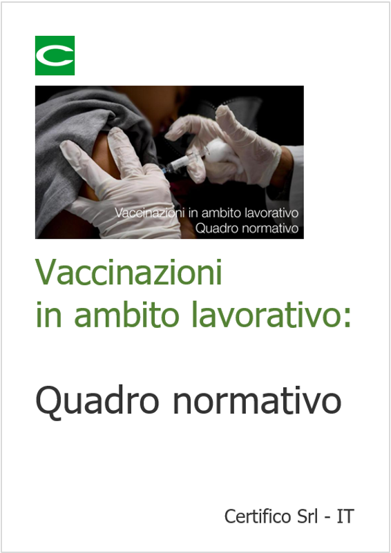 Vaccinazioni in ambito lavotrativo   Quadro normativo
