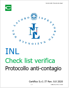 Check list verifica Protocollo anticontagio INL