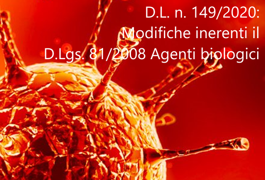 D L  n  149 2020 Modifiche inerenti il D Lgs  81 2008 Agenti biologici