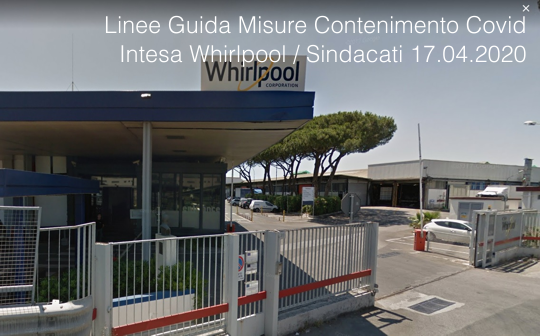 Linee Guida Misure Contenimento Covid Whirlpool Sindacati 17 04 2020