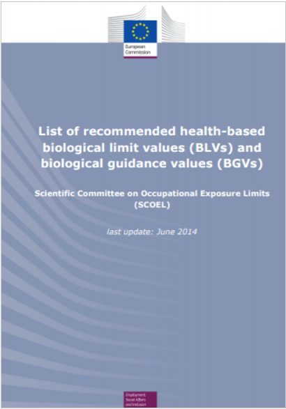 List of recommended health based biological limit values  BLVs 