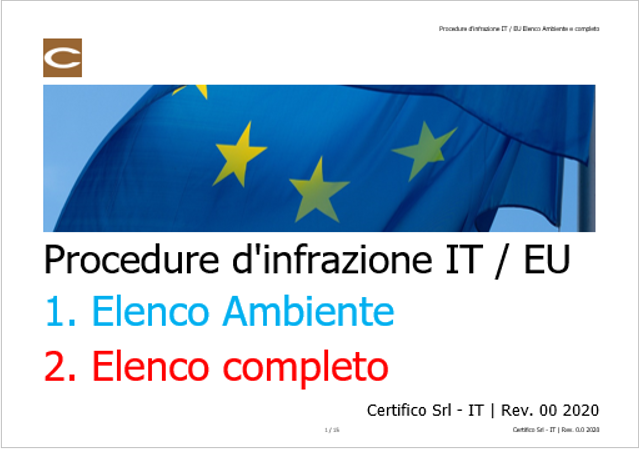 Procedure d infrazione IT   EU Elenco Ambiente e completo