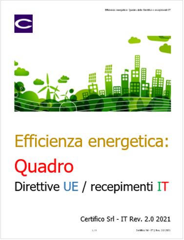 Efficienza energetica   Quadro Direttive UE e recepimenti IT 2021