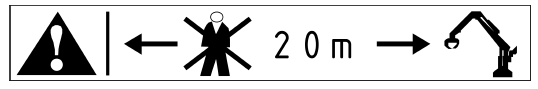 Figura 23   Esempio di un simbolo indicante la distanza di sicurezza dalla gru in funzione