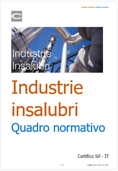 Industrie Insalubri   Quadro normativo