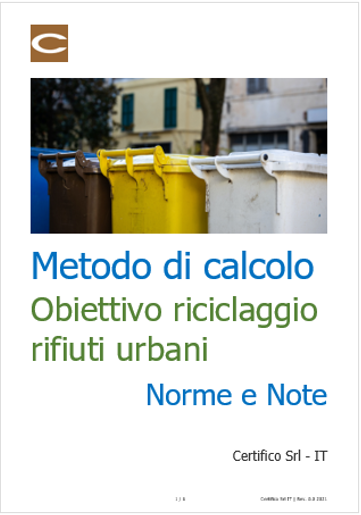 Metodo di calcolo obiettivo di riciclaggio rifiuti urbani   Norme e Note