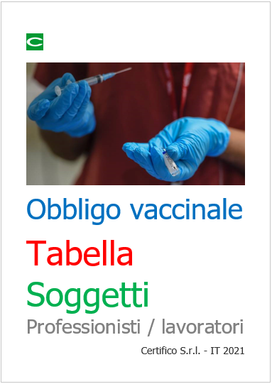 Obbligo vaccinale   Tabella Soggetti Professionisti   lavoratori