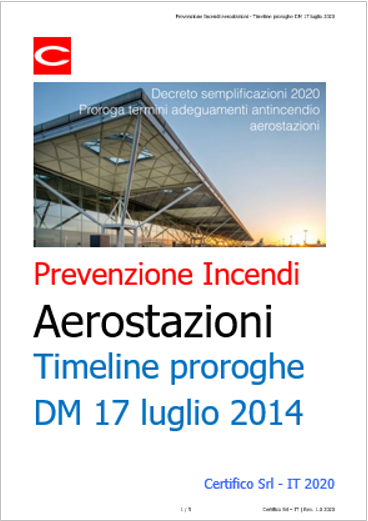 Prevenzione Incendi aerostazioni   Timeline proroghe DM 17 luglio 2020