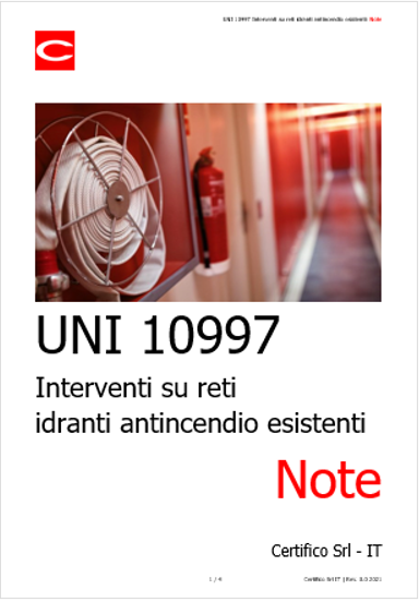 UNI 10997 Interventi su rete idranti esistenti   Note