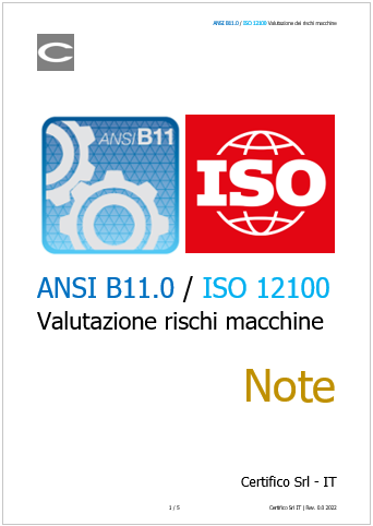 ANSI B11 0   ISO 12100 Valutazione dei rischi macchine
