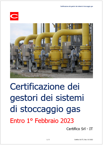 Certificazione dei gestori dei sistemi di stoccaggio gas