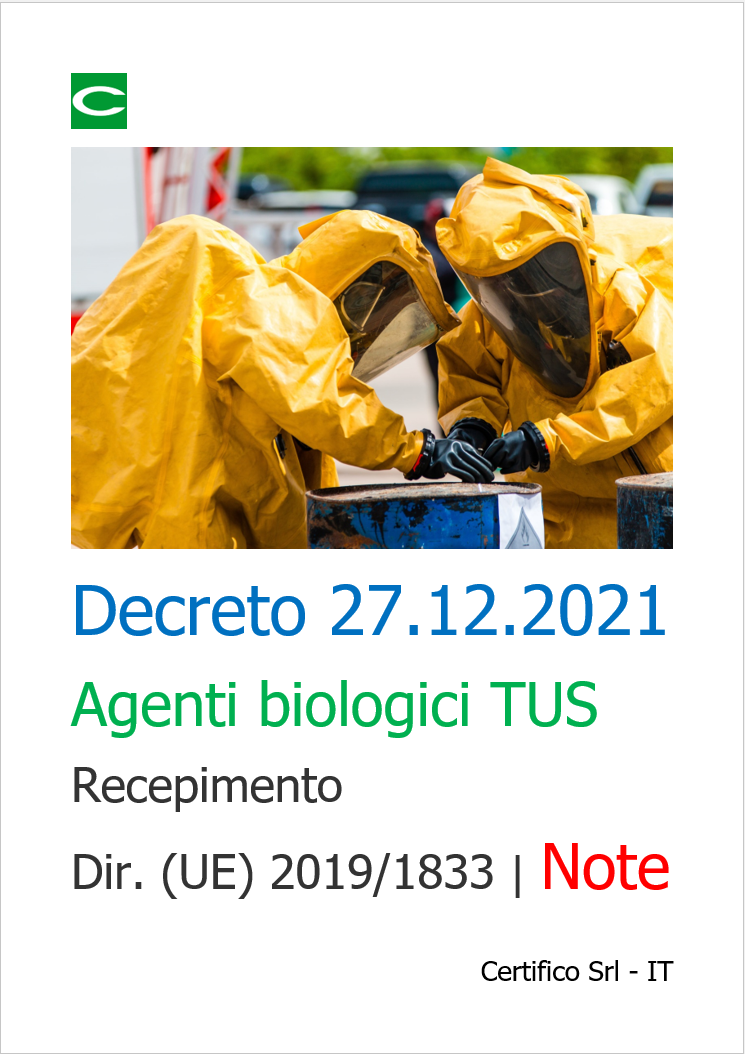 Decreto 27 12 2021   Agenti biologici TUS   Note