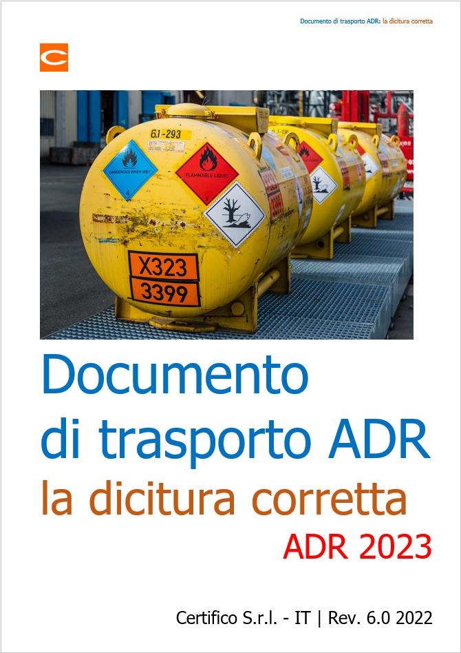 Documento di trasporto ADR la corretta dicitura   ADR 2023