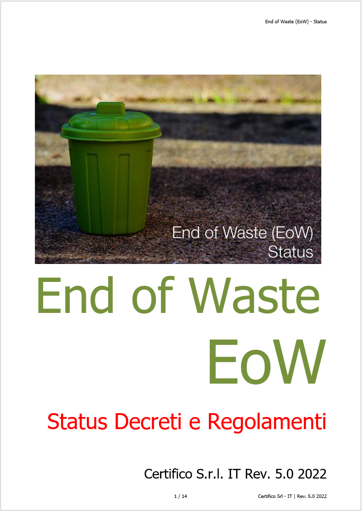 End of waste   Status   Rev  5 0 2022