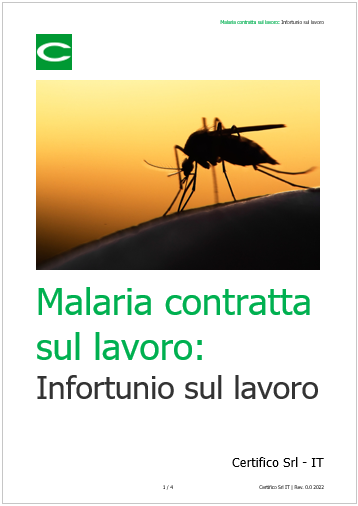 Malaria contratta sul lavoro Infortunio sul lavoro