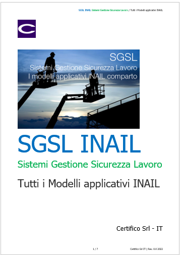 SGSL INAIL Sistemi Gestione Sicurezza Lavoro   Tutti i Modelli applicativi INAIL