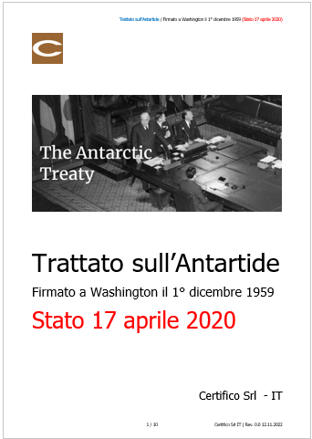 Trattato sull Antartide   Stato 17 Aprile 2020