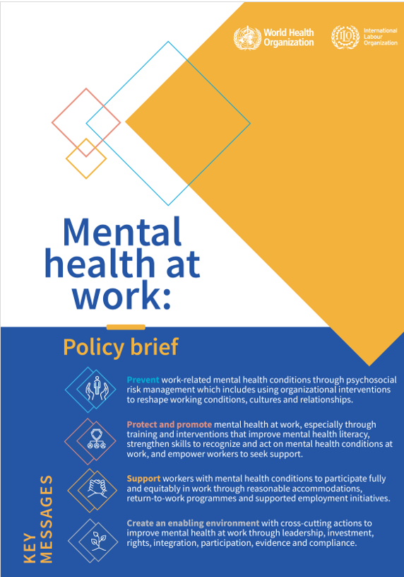 WHO   ILO   Mental health at work policy brief