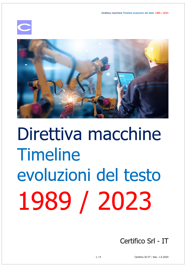Direttiva macchine   Timeline evoluzioni del testo 1989   2023