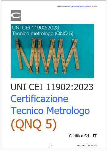 UNI CEI 11902 2023 Tecnico metrologo livello QNQ 5