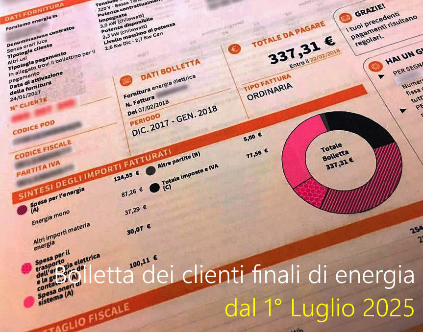 Bolletta dei clienti finali di energia   dal 1 Lugliop 2025