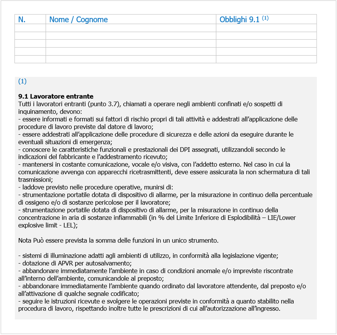 Compiti lavoratori impiegati nelle attivit    Lavoratori entranti