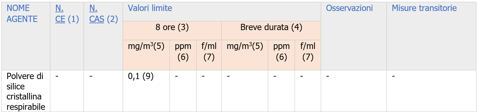 Polveri e fibre ambienti di lavoro Allegato XLIII