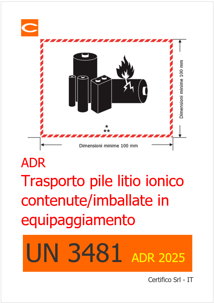 UN 3481 Batterie pile al litio ADR