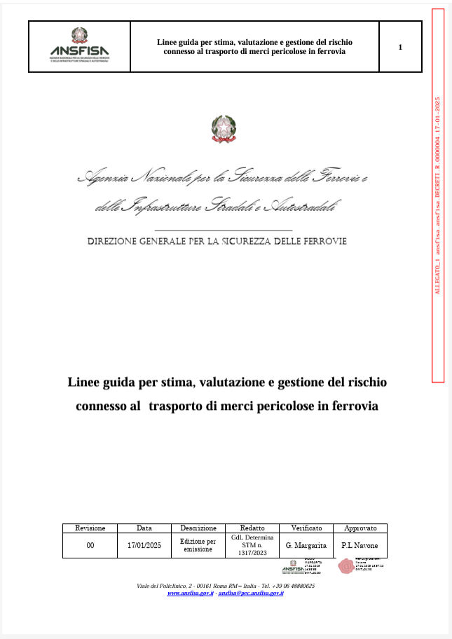 Linee guida gestione del rischio trasporto di merci pericolose in ferrovia