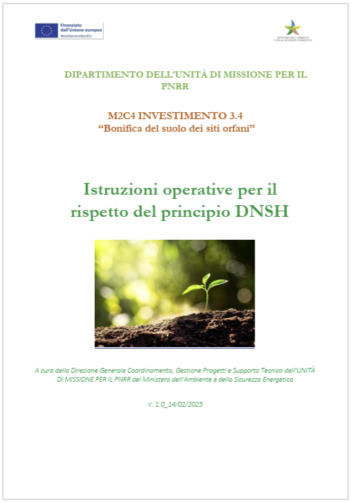 Bonifica del suolo dei siti orfani   Istruzioni Operative principio DNSH 