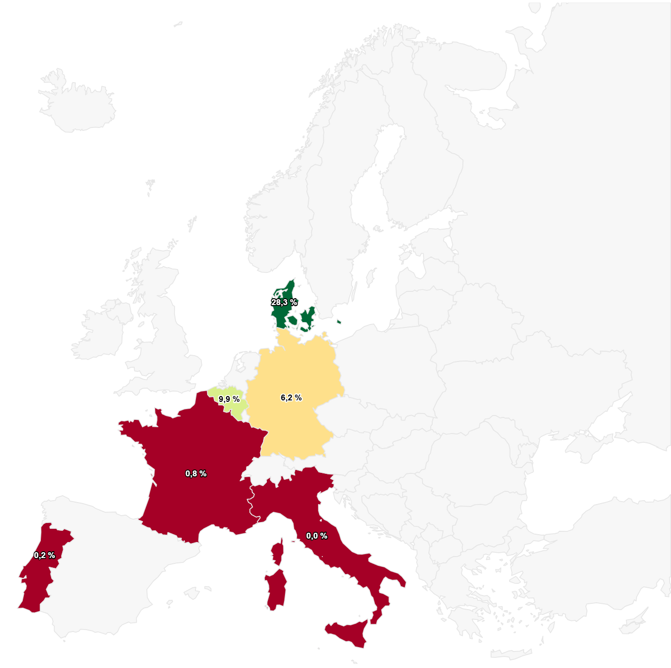 Quota di eolico offshore del produzione di energia elettrica pubblica in 2024