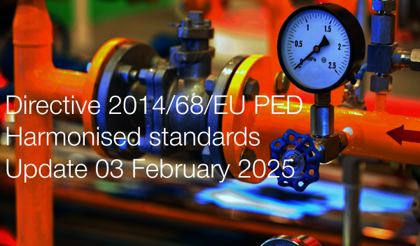 Summary of references of harmonised standards for PED Directive 2014 68 EU 03 Febbraio 2025