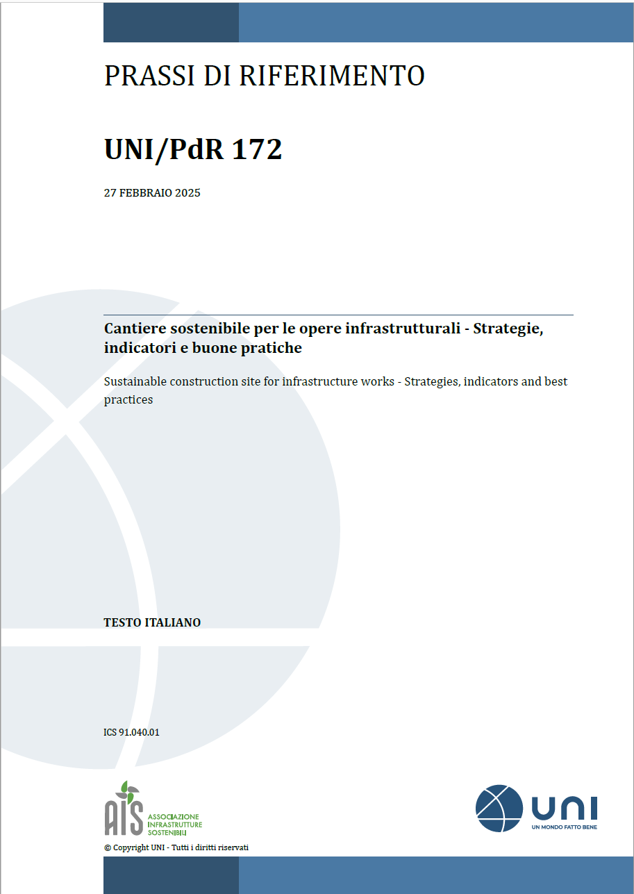 UNI PdR 1722025 Cantiere sostenibile per le opere infrastrutturali