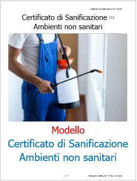 Modello Certificato di Sanificazione Ambienti non sanitari Covid-19