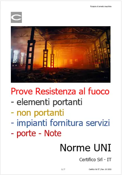Prove Resistenza al fuoco elementi portanti non portanti impianti di fornitura servizi porte note Prove Resistenza al fuoco elementi portanti non portanti impianti di fornitura servizi porte note